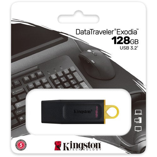 Kingston Exodia 128GB USB 3.2 Gen 1 Flash Drive – High-Speed, Cap-Protected, Portable Storage (DTX/64GB)