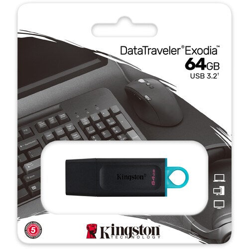 Kingston Exodia 64GB USB 3.2 Gen 1 Flash Drive – High-Speed, Cap-Protected, Portable Storage (DTX/64GB)
