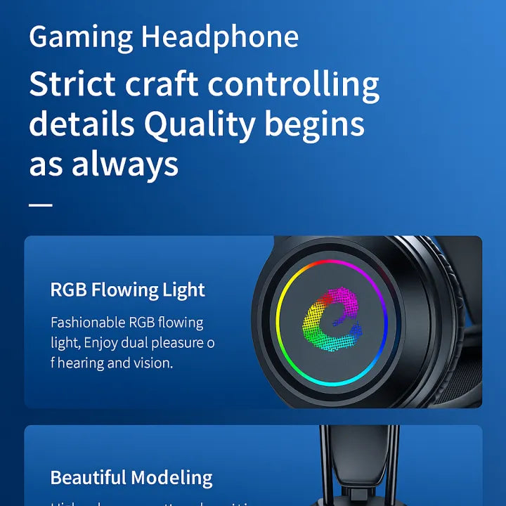 H85 RGB Gaming Headset with Microphone – Surround Sound Stereo Bass Headphones