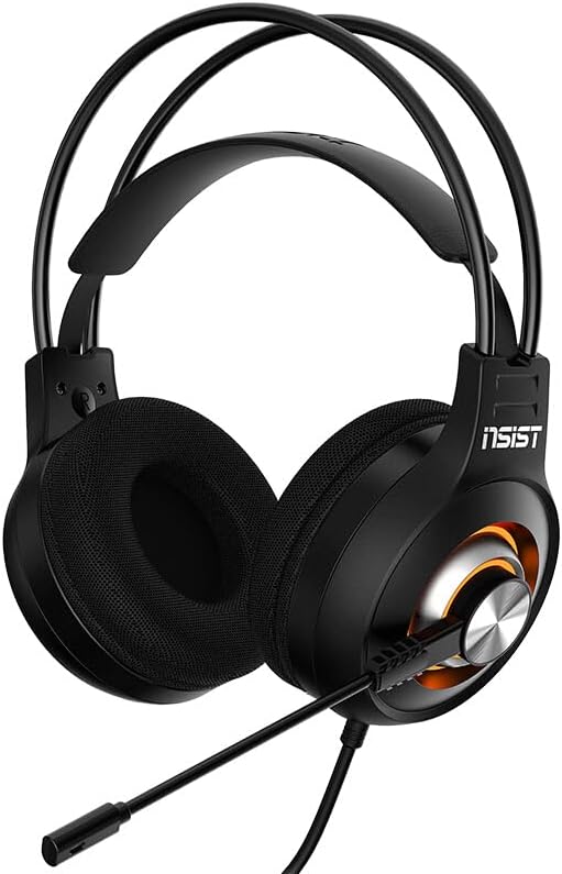 INSIST G04 Gaming Headset – Noise-Reducing Swivel Mic, RGB Lighting, 3.5mm Audio + USB Power