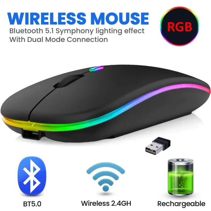 HP W2 Wireless Rechargeable Silent Mouse – Slim RGB Design with Precision DPI Control