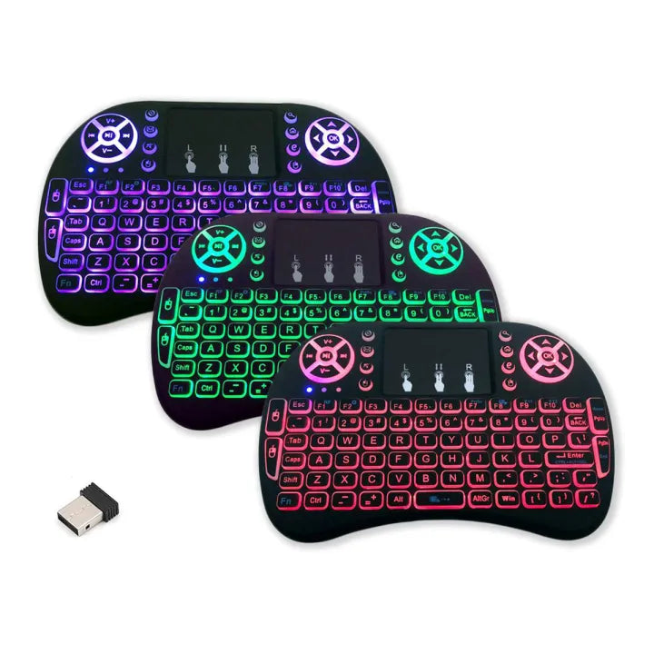 RGB Mini Wireless Keyboard 2.4GHz Air Touchpad Mouse, Compatible With Android TV Box, Smart TV, PC Black