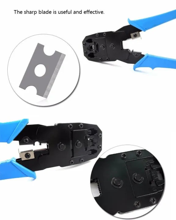 Multifunctional Network Crimping Tool cable crimper with Stripperings for RJ45, RJ11 ethernet telephone cable plug connector keystone