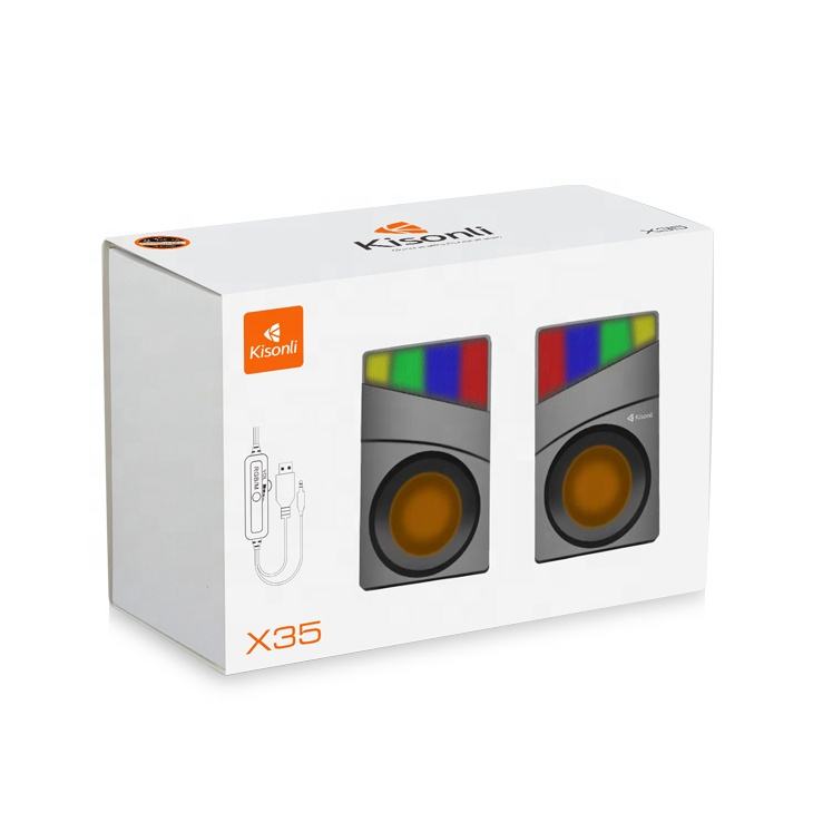 Kisonli X35 RGB Mini 2.0 USB Wired Gaming Speakers – Compact Stereo Speaker Box for PC, Laptop & Mobile Devices