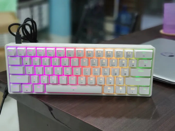 AK61 Mechanical Keyboard- 60% Hot-Swappable – Compact RGB Gaming Board with Easy Switch Replacement, Clicky Blue Switches & Customizable Keycaps