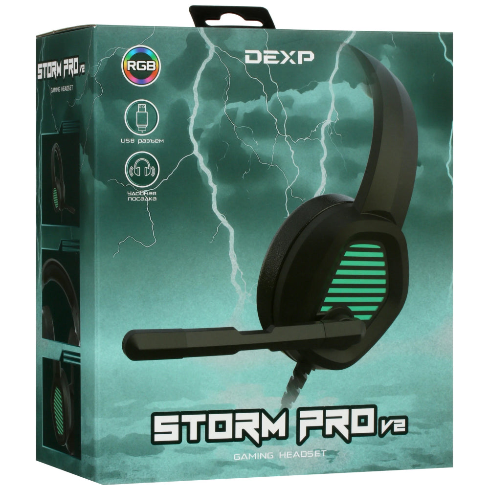 Storm Pro V2 Wired Gaming Headset – Black Edition with RGB Illumination