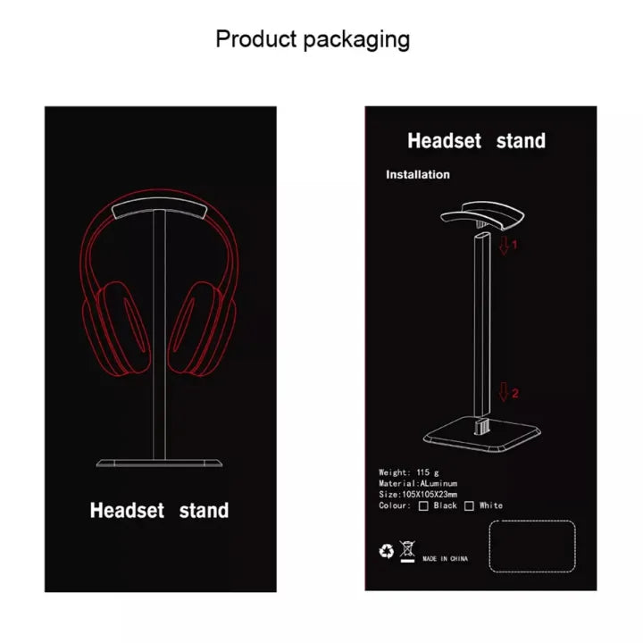 Universal Headphone Stand for Table - Aluminum & Silicone Headset Stand.