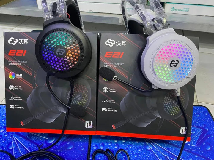 E21 RGB Gaming Headset with Microphone – Active Noise Cancelling Stereo Sound, 50mm Drivers for PC, PlayStation, Laptop & Mobile