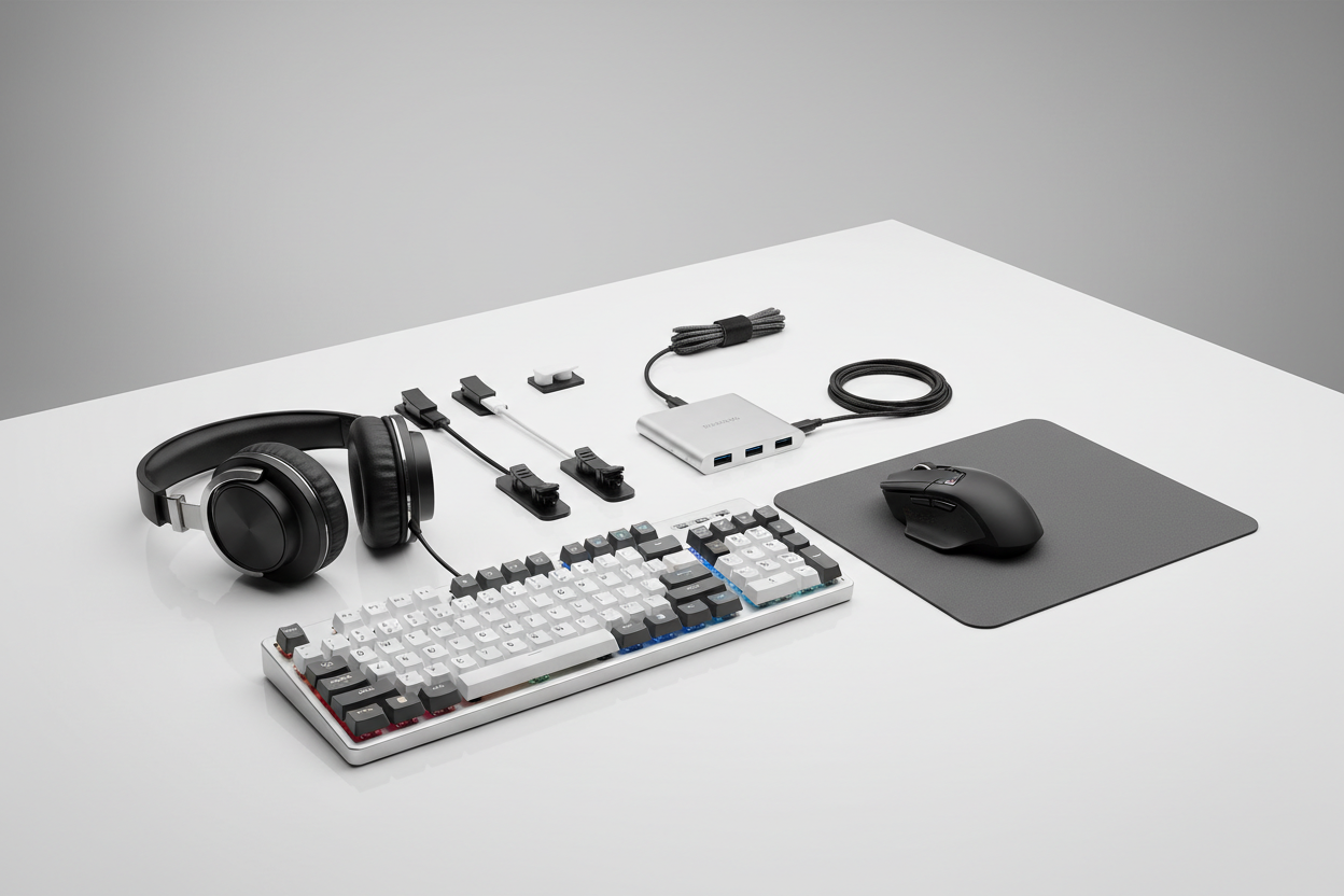 keyboard and computer accessories banner in the table