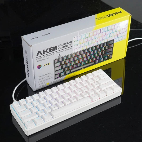 AK61 Mechanical Keyboard- 60% Hot-Swappable – Compact RGB Gaming Board with Easy Switch Replacement, Clicky Blue Switches & Customizable Keycaps