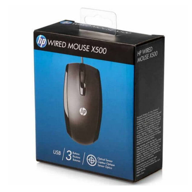 HP X500 Wired Mouse – Comfortable USB Optical Mouse with Precise Tracking and Ambidextrous Design